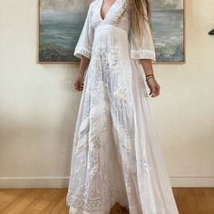 Ethereal Gown~Super Beautiful, A Piece Of Art. Cotton And Silk, Sheer, Will Require A Slip. Could Definitely Be A Wedding Dress 40~ (Estimating A Size 4) Similar To Zimmermann Or Ulla Johnson Doen Always Open To Trading And In Sta G R Am Sales Boho Attire, Ethereal Gown, White Gown, A Wedding Dress, White Gowns, Alberta Ferretti, Ulla Johnson, Spring Summer Fashion, Spring Fashion