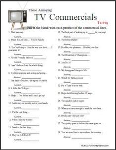 the tv commercials worksheet is shown in this printable version, which includes answers and