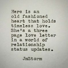 an old fashioned typewriter with the words, her is an old fashioned heart that holds