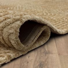 a close up view of a rug on the floor with wood grained floors in the background