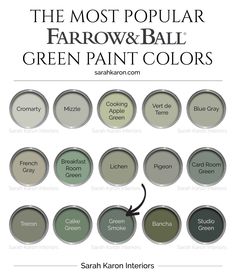 the most popular farrow and ball green paint colors in each color, which one is for