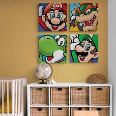 Arquitectura set - Canvas Mérida Fine Print Art 4 Canvas Paintings, Toy Store Design, Super Mario Room, Mario Bros Birthday Party Ideas, Family Art Projects, Mario Fan Art, Mario Bros Birthday