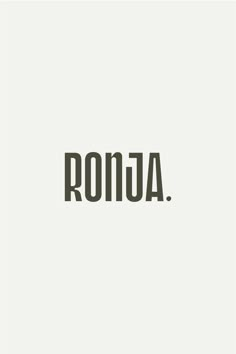 the word ronja written in black on a white background