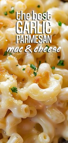 the best garlic parmesan macaroni and cheese is served on a plate