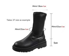 Black PU Rubber Rain Boots Chelsea Platform Boots, Ladies Long Boots, Maxi Blazer, Long Black Boots, Leather High Heel Boots, Fabric Boots, Black Chunky Heels, Womens Chunky Heels, Leather High Heels