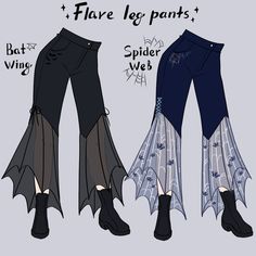 two different types of leggings are shown in this drawing, one is black and the other is blue