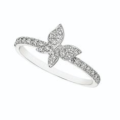 Show off your love for nature with this playful 14K gold butterfly ring. This ring is crafted in 14K gold in your choice of white  yellow or rose. Diamonds add a brilliant sparkle throughout the band and on the butterfly shape. Spread your wings and fly with this beautiful diamond butterfly ring. Diamond Butterfly Ring, David Ring, Halo Wedding Rings Sets, Gold Butterfly Ring, Round Cut Diamond Ring, David Yurman Ring, Diamond Butterfly, Diamond Jewelry Store, Natural Diamond Ring