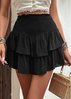 Color:Black;Size:S;Size:M;Size:L;Size:XL;Package Contents:1 X Skirt; Flowy Skirt Outfit Summer, Short Flowy Skirt, Flowy Skirt Outfit, Black Skirt Outfit Summer, Black Flowy Skirt, Flowy Mini Skirt, Black Ruffle Skirt, Short Skirts Outfits, Skirt Outfit Summer