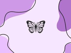 a black and white butterfly on a purple background