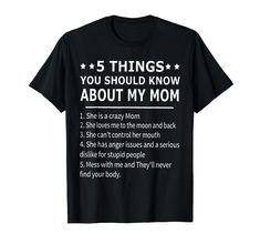 PRICES MAY VARY. Grab this funny Mother Tee as a Gift for Christmas, New Years Day or any other occasion, Gift for son, Daught, Family Shirt, Mother's Day Shirt she is crazy, she loves me to the moon and back, sahe can't control her mouth Family, parent, mother, mama, mom, mum, momma, mommy, mother's day, mother life, mom life, mother shirt, mama shirt, mommy shirt, funny shirt, funny quote shirt, funny saying shirt, funny mommy quote Lightweight, Classic fit, Double-needle sleeve and bottom hem Mother Life, Mom Tee Shirts, She Loves Me, Presents For Wife, Mommy Quotes, Crazy Mom, Mother Shirts, Mommy Shirts, Funny Shirt Sayings