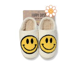 Experience the ultimate comfort and durability with Happy Days Super Comfy Kids Smiley Face Slippers. These are not just any slippers on the market - they are incredibly awesome! Slip into their super-soft interior and let your little one conquer their daily adventures with ease. Great anti slip bottoms!  Size Options:   US 1/2 | UK 13/1 | EUR 32/33  US 3/4 | UK 2/3 | EUR 34/36  US 5/6 | UK 4.5 | EUR 37/38   RN143333 07005/STU Smiley Face Slippers, Sunflower Colors, Wreck This Journal, Fuzzy Slippers, Smiley Faces, Fur Slippers, Yellow Shoes, Comfy Dresses, Red Green Yellow