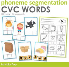 the cvc worksheet for phonice segmentation with pictures and words