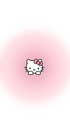 the hello kitty wallpaper is pink and has a bow on it's head