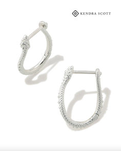 Sculptural metal snakes shape these huggies, creating effortlessly edgy earrings you’ll be set to stun in 🩶 Silver Kendra Scott, Edgy Earrings, Snake Pendant, Ear Stack, Snake Ring, Demi Fine Jewelry, Silver Prices, Huggie Earrings, Huggies Earrings