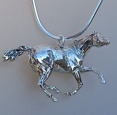 ad eBay - Galloping Mare pendant and chain cast in sterling silver. All jewelry pieces may be custom ordered in 14 ky gold. The chains are the best quality and a good portion of the price is in the chain. MOST PENDANTS ARE AVAILABLE WITHOUT CHAINS!