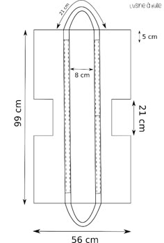 a drawing of a door handle with measurements for the length and width, including 5 cm