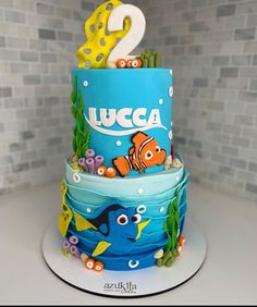 a birthday cake made to look like an ocean theme