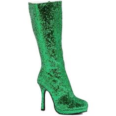 421-ZARA Knee Boot | Green Glitter-Ellie Shoes-Green-Knee Boots-SEXYSHOES.COM Wishlist Shoes, 1980s Shoes, Beer Girl Costume, Knee High Stockings, Ellie Shoes, Glitter Boots, Club Shoes, Vegan Boots, Leather Lingerie