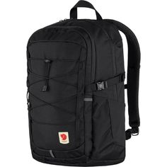 a black backpack with straps on it