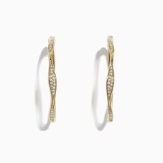 Effy D'Oro 14K Yellow Gold Diamond Wave Hoop Earrings, 0.25 TCW Gem Diamonds, Effy Jewelry, Yellow Stone, Colored Gems, Delicate Earrings, Pendant Rings, Lovely Jewellery, Gold Yellow, Jewelry Trends