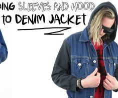 Denim Jacket With Hoodie, Hoodie Hood, Add Sleeves, Straight Stitch, Upcycle Clothes, The Process, Diy Fashion