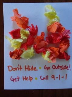 an image of flowers made out of tissue paper on a white sheet with the words pinterest don't hide, go outside get help