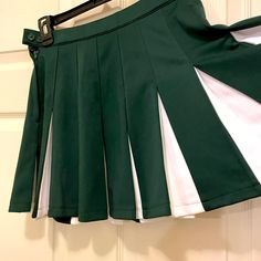 Green And White Cheerleader's Skirt. New Worn Once Too Small To Keep. Super Cute And Authentic Cheer Uniform Skirt Green And White Cheerleading Uniform, Cheerleading Skirt, Cheerleader Skirt, Uniform Skirt, Cheer Uniform, Green And White, Cheerleading, Dark Green, Womens Skirt