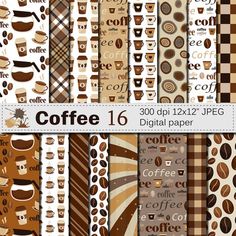 coffee digital papers with different patterns