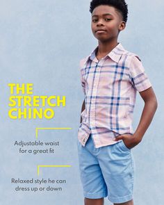 These soft chino shorts add sophistication to any look - in and outside of school. They feature necessary details like a button closure and slant pockets, plus they have a relaxed fit so he's kept comfy. Outside Of School, Preemie Clothes, Carter Kids, Kids Denim, Stretch Chinos, Kids Outfits Girls, Kids Shorts, Cozy Fashion, Skirted Swimwear