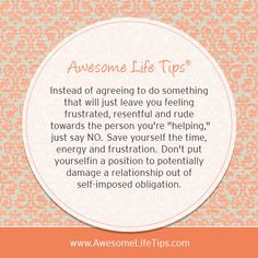 an orange and white circle with the words awesome life tip