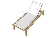 the plans for a wooden chaise lounger are shown with measurements and instructions to make it