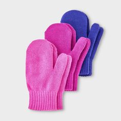 This 3-Pack of Mittens from Cat & Jack™ updates your toddler's cool-weather gear. It includes three pairs of mittens in different solid colors to easily match any outfit. The soft knit fabric with stretch keeps little hands warm and cozy, while the ribbed elastic cuffs provide a snug fit around their wrists to keep cold air from sneaking in. Cat & Jack™: Designed for all children so you can trust it's made for yours. Magenta Purple, Floral Knit, Cold Air, Soft Shell Jacket, Halloween Girl, Toddler Girl Outfits, Cat & Jack, Mitten Gloves, Soft Knits