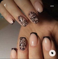 Lace Nail Art Designs, Lace Nails Designs, Black French Tip Nails With Design, Lace Nail Design, Lace Nail Art, Lace Nails, Luxury Nails, Short Acrylic Nails, Best Acrylic Nails