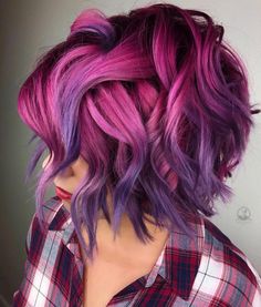 Short Bangs, Hair Color Purple, Funky Hairstyles, New Hair Colors