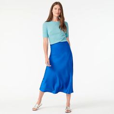 J.Crew: Pull-on Slip Skirt For Women Fitted Bias Cut Maxi Skirt For Summer, Fitted Bias Cut Skirt, Asymmetrical Gathered Skirt Dress, Fitted Wrap Skirt For Spring, Chic Bias Cut Relaxed Skirt, Fitted Bias Cut Flared Skirt, Chic Bias Cut Skirt With Relaxed Fit, Fitted Flared Skirt With Bias Cut, Bias Cut Flared Skirt