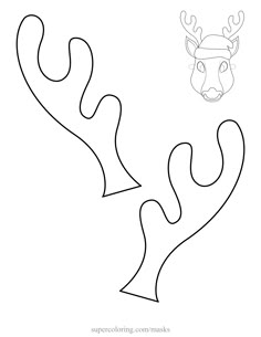 a deer's head and antlers are shown in the shape of an outline