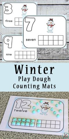 winter play dough counting mats for kids