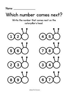 the worksheet for which number comes next? with numbers on each side and one in