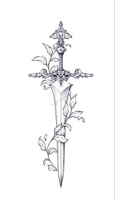 Dagger Tattoo Feminine, Dagger Tattoo Women, Dagger Tattoo Design, Dagger Tattoos, Dagger Spine Tattoo, Daggar Tattoo, Fantasy Dagger Tattoo, Dagger Flower Tattoo, Snake And Dagger Tattoo Design