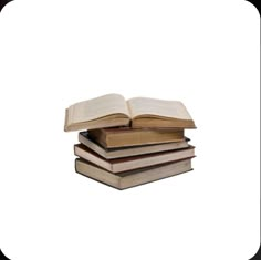 a stack of books sitting on top of each other in front of a white background