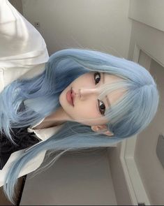 Baby Blue Hair, Light Blue Hair, Scrapbook Printing, Blue Highlights, Elegant Hair, Hair Up Styles