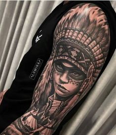 American Indian Girl, Half Sleeve Tattoos For Guys, Best Sleeve Tattoos, Half Sleeve Tattoo, Mandala Tattoo, Old Man, Tattoo Studio, Full Sleeve