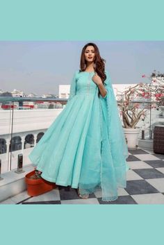 Cotton Anarkali Suits, Organza Kurta, Blue Anarkali, Cotton Anarkali, White Maxi Skirts, Anarkali Kurta, Anarkali Gown, Dream Engagement, Silk Suit