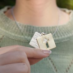 This 14K yellow gold & .925 sterling silver pendant necklace, designed and handcrafted and is inscribed with the words of the Serenity Prayer.  FREE GIFT BOX & SIGNATURE "FOUND FAITH" POLISHING CLOTH: Each ring purchased will arrive gift-ready with a bible-inspired book box, Found Faith polishing cloth and message card! Handcrafted to perfection, this design is a beautiful expression of your faith in God each and every day. A portion from each sale are donated to St. Jude Medical Research Hospital. Wear this ring with a sense of pride, knowing you contributed to a cause that benefits those in need! WHO IS THIS NECKLACE PERFECT FOR? By presenting this gift, you'll touch the hearts of friends, family, or your significant other. By giving it to them, you're offering a source of comfort and gu The Serenity Prayer, Faith Jewelry, Serenity Prayer, St Jude, Necklace Minimalist, Christian Jewelry, Sterling Silver Necklace Pendants, Sterling Silver Cross, Dec 7