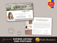 two postcards for real estate listing