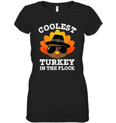 coolest turkey in the flock thanksgiving t - shirt for women and girls, available in sizes small to 3xl