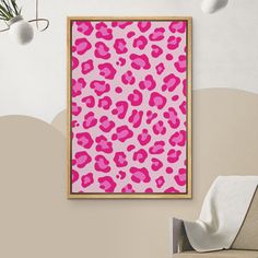 a pink leopard print in a living room