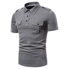 Season:Summer; Fabric:Polyester,75% Cotton; Sleeve Length:Short Sleeve; Gender:Men's; Style:Basic,Comfortable; Tops Type:Polo Shirt,Golf Shirt,Cotton Polo Shirt; Occasion:Sports,Casual; Details:Pocket; Fit Type:Regular Fit; Pattern:Plain; Design:Button,Pocket; Neckline:Classic; Listing Date:03/29/2023; Bust:; Length:; Shoulder Width:; Sleeve: Casual Tops With Polo Collar And Button Closure, Casual Polo Collar Top With Button Closure, Summer Casual Collar Polo Shirt With Button Closure, Summer Polo Shirt With Button Closure And Casual Collar, Collared Polo Shirt With Buttons For Summer, Solid Color Polo Collar Top With Buttons, Gray Buttoned Shirt For Summer, Summer Polo Collar Top With Buttons, Gray Tops With Pockets And Casual Collar