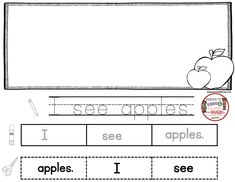 an apple worksheet with the words i see apples