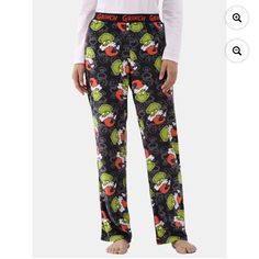 Multi Colored, Grinch Heads, Pull-On, Relaxed Fit, Midrise, Elasticized Waist, Pockets, Allover Print, Polyester, Size Xl, Nwt Plush Pajama Pants, Iconic Christmas, Christmas 2025, Plus Size Joggers, Night At Home, Velour Pants, Relaxed Outfit, Ponte Pants, Sleep Pants